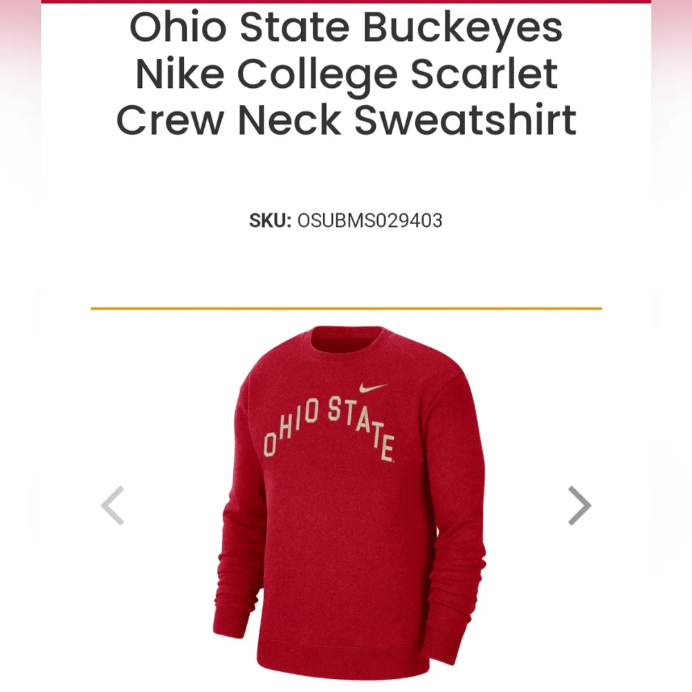 Nike Ohio State buckeyes Crew neck Sweatshirt Men's size M NEW!! ๐ฅ - Picture 5 of 9
